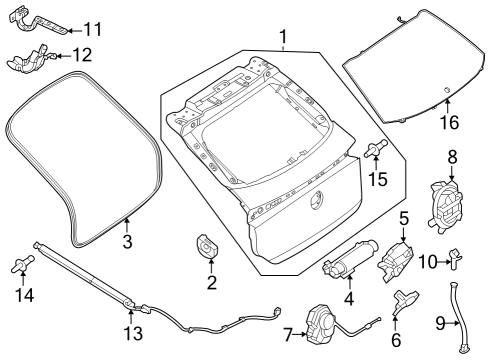 2025 Mercedes-Benz EQS 450+ SUV Trunk Lid & Components Diagram