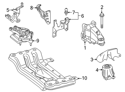 2022 Mercedes-Benz E350 Engine & Trans Mounting Diagram