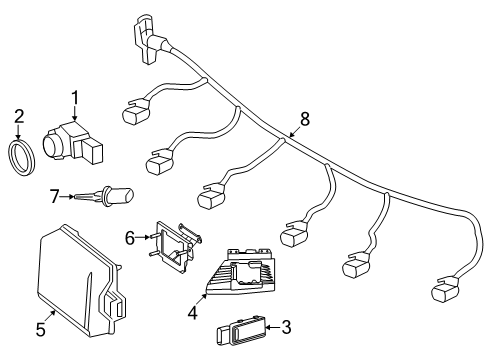 2024 Mercedes-Benz E350 Electrical Components - Front Bumper Diagram
