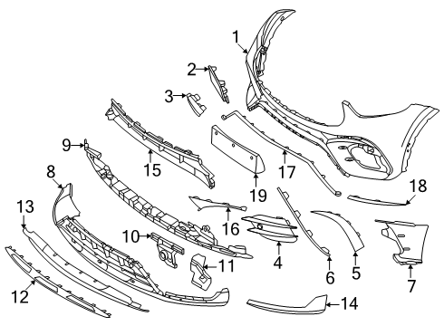 2025 Mercedes-Benz GLC63 AMG S E Performance Bumper & Components - Front Diagram 2