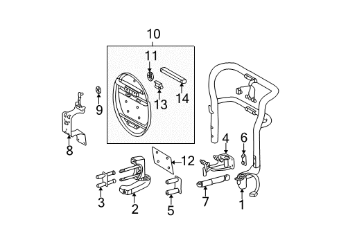 2000 Mercedes-Benz ML430 Carrier & Components - Spare Tire Diagram