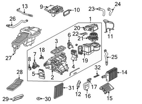 2015 Mercedes-Benz G63 AMG A/C Evaporator & Heater Components Diagram