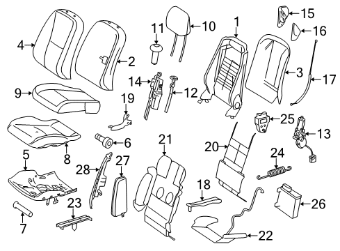 2013 Mercedes-Benz CL65 AMG Driver Seat Components Diagram