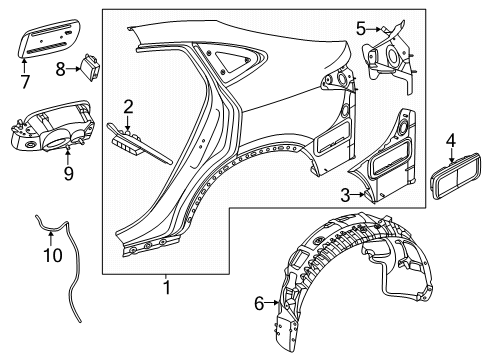 2025 Mercedes-Benz GLC63 AMG S E Performance Quarter Panel & Components Diagram 4