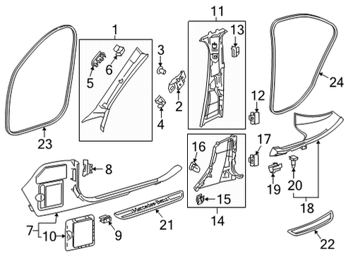 2022 Mercedes-Benz E450 Interior Trim - Pillars Diagram 4