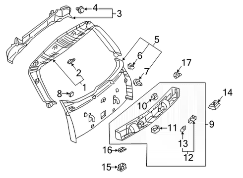2021 Mercedes-Benz E450 Interior Trim - Lift Gate Diagram