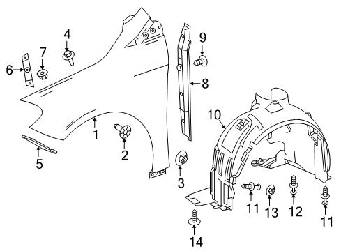 2015 Mercedes-Benz B Electric Drive Fender & Components Diagram