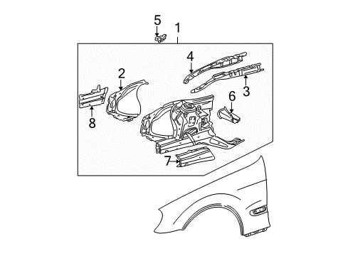 2004 Mercedes-Benz S500 Structural Components & Rails