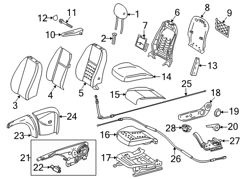 2021 Mercedes-Benz Sprinter 2500 Driver Seat Components Diagram