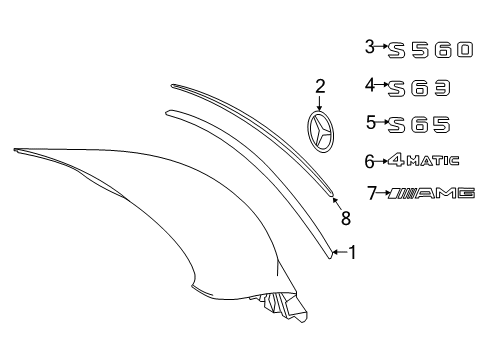 2019 Mercedes-Benz S63 AMG Emblem Diagram for 099-810-85-00-9183
