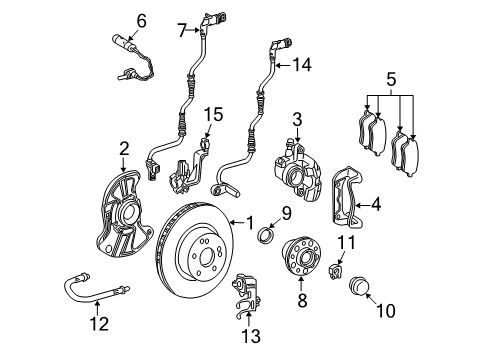 2003 Mercedes-Benz CLK55 AMG Front Brakes Diagram