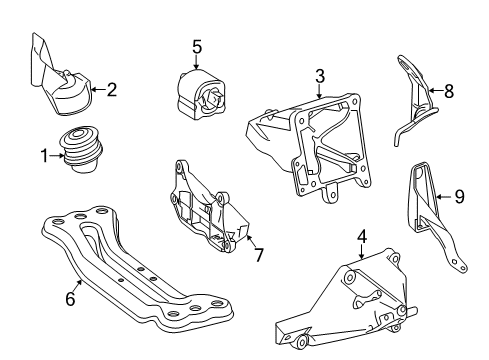 2012 Mercedes-Benz CLS63 AMG Engine & Trans Mounting Diagram