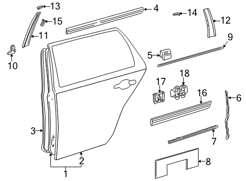 2000 Mercedes-Benz E320 Exterior Trim - Rear Door Diagram 2