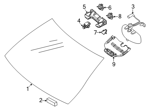 2019 Mercedes-Benz S63 AMG Glass - Windshield Diagram 2