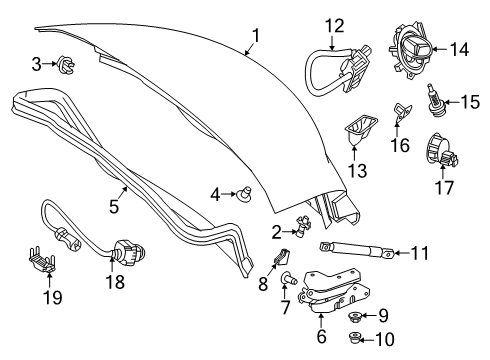 2019 Mercedes-Benz S63 AMG Trunk Lid & Components Diagram 2