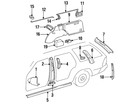 1995 Mercedes-Benz E320 Interior Trim Diagram 2