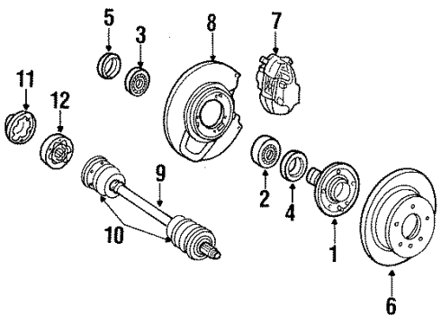1991 Mercedes-Benz 350SDL Rear Brakes Diagram