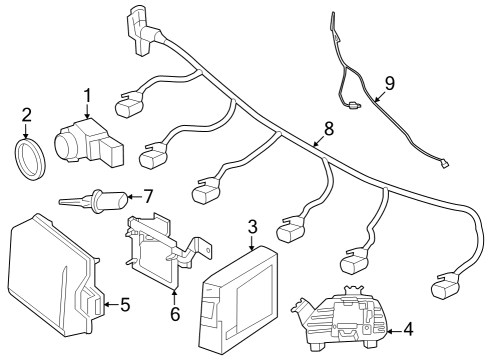 2024 Mercedes-Benz EQE SUV AMG Electrical Components - Front Bumper Diagram 2