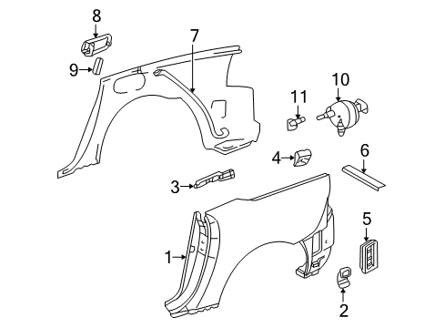 2002 Mercedes-Benz SLK320 Quarter Panel & Components