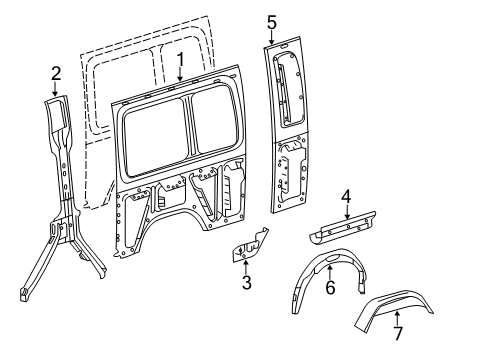 2013 Mercedes-Benz Sprinter 2500 Inner Structure & Rails - Side Panel Diagram
