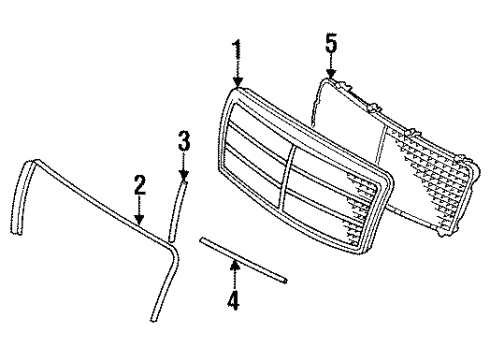 1995 Mercedes-Benz E320 Grille & Components Diagram 2