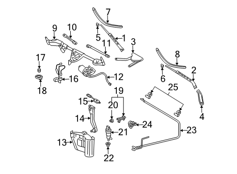2005 Mercedes-Benz CLK500 Wipers Diagram 2