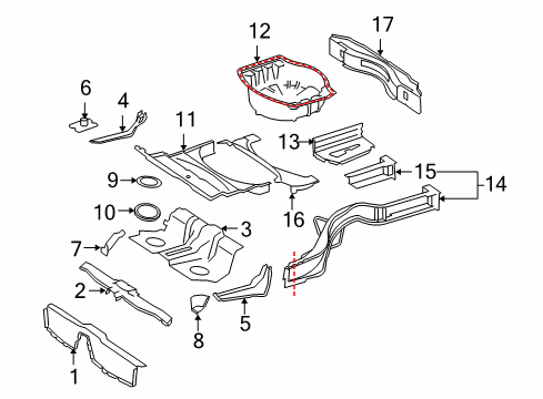 2011 Mercedes-Benz S400 Rear Floor & Rails Diagram