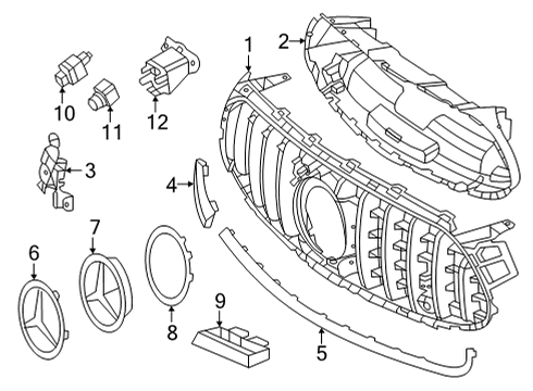 2022 Mercedes-Benz E53 AMG Grille & Components Diagram 2