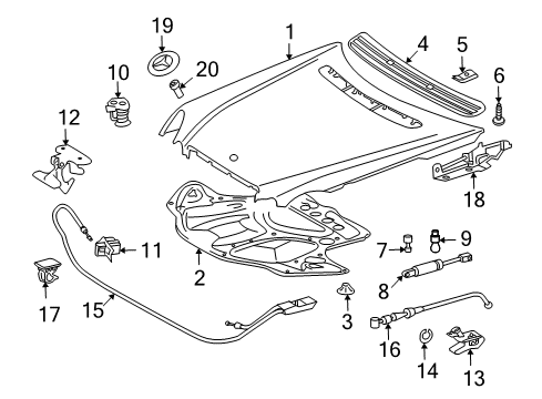 2006 Mercedes-Benz CLS500 Hood & Components Diagram