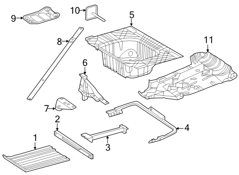 2024 Mercedes-Benz S63 AMG E Performance Rear Floor & Rails Diagram 2