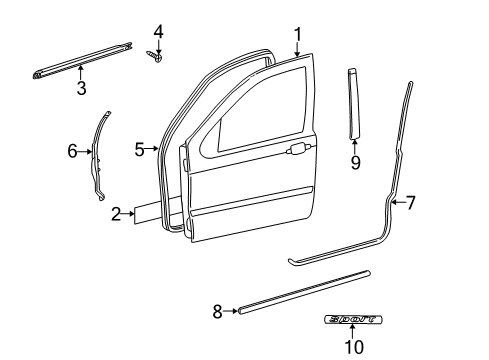 2003 Mercedes-Benz ML320 Exterior Trim - Front Door Diagram