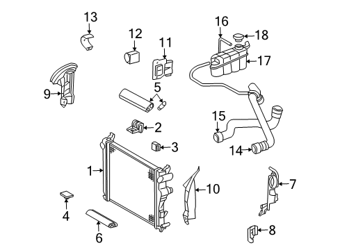2005 Mercedes-Benz CL600 Radiator & Components Diagram