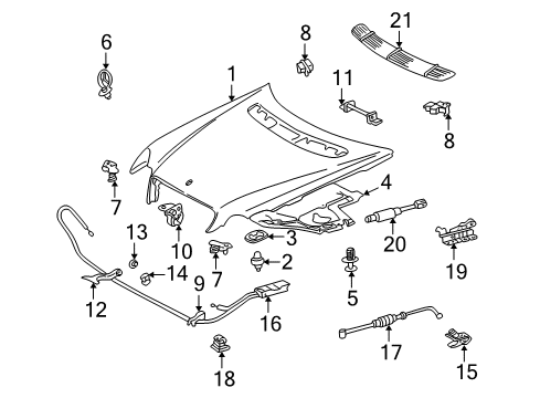 2002 Mercedes-Benz C230 Hood & Components Diagram