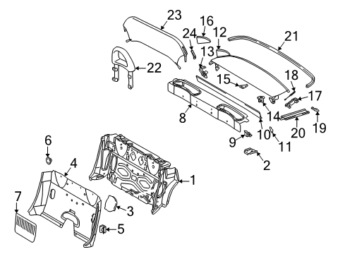 2002 Mercedes-Benz SLK320 Top Well Components
