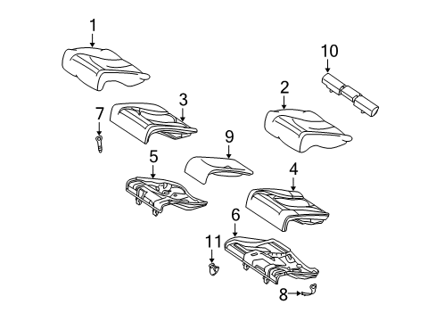 2008 Mercedes-Benz CLK63 AMG Rear Seat Components Diagram 3
