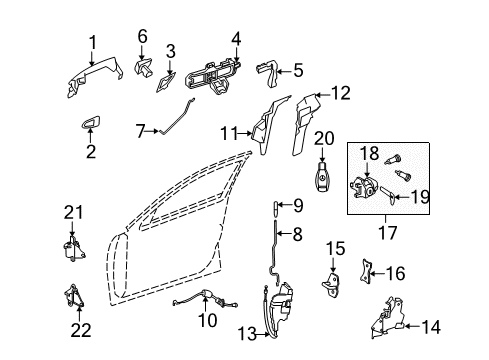 2011 Mercedes-Benz C350 Front Door - Lock & Hardware Diagram