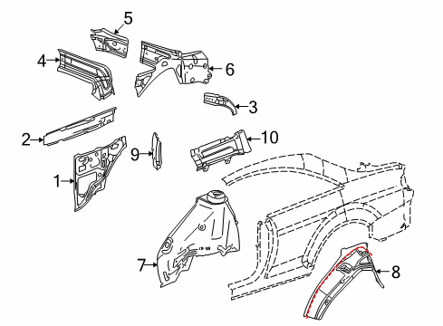 2010 Mercedes-Benz CL600 Inner Structure - Quarter Panel Diagram
