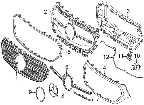 2025 Mercedes-Benz E450 Grille & Components Diagram 2