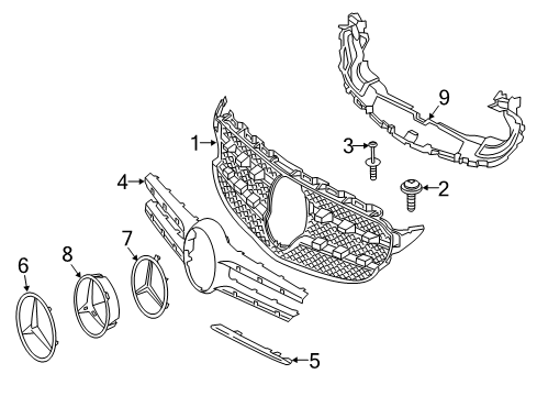 2015 Mercedes-Benz C300 Grille & Components Diagram 2