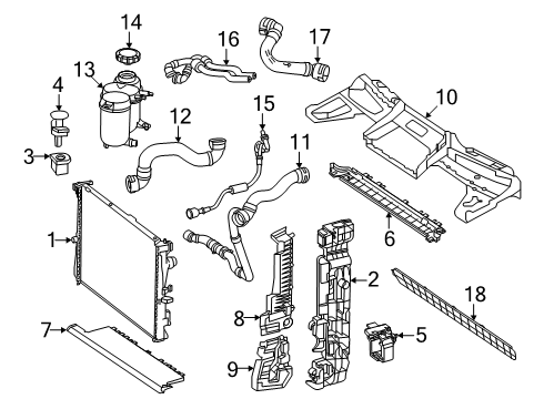 2025 Mercedes-Benz GLC63 AMG S E Performance Radiator & Components Diagram 5