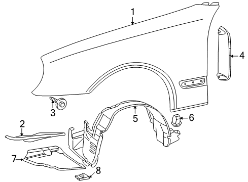 1999 Mercedes-Benz CLK320 Fender & Components Diagram