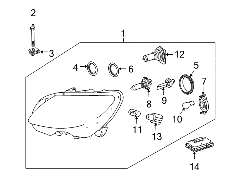 2009 Mercedes-Benz CL550 Headlamp Components Diagram