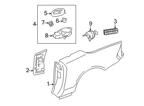 2012 Mercedes-Benz SL550 Quarter Panel & Components Diagram