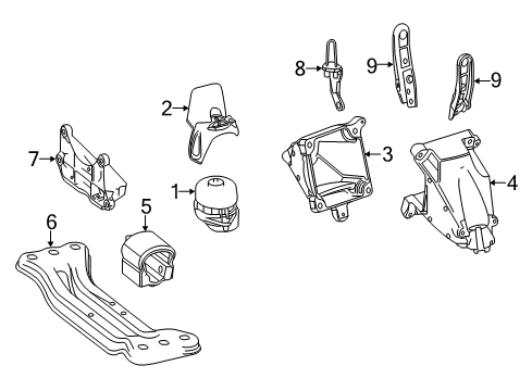 2014 Mercedes-Benz E350 Engine & Trans Mounting Diagram