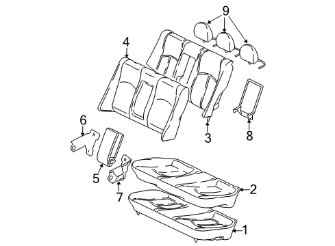 2003 Mercedes-Benz E500 Rear Seat Components Diagram 2