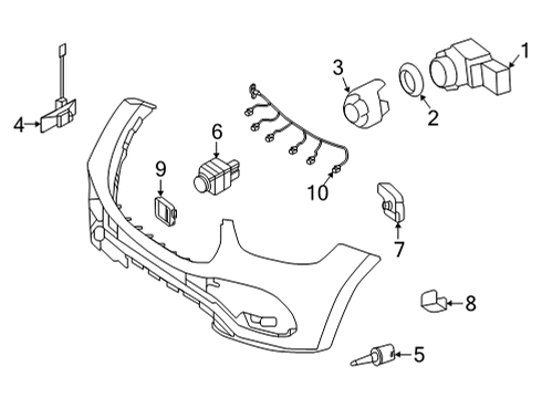 2023 Mercedes-Benz GLE450 SUV Electrical Components - Front Bumper Diagram 2