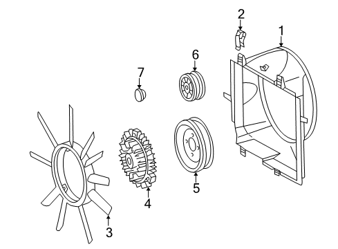 1997 Mercedes-Benz E420 Shroud Diagram for 210-505-04-55