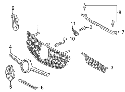 2020 Mercedes-Benz GLC300 Grille & Components Diagram 3