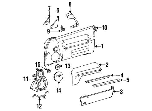 1991 Mercedes-Benz 300SL Interior Trim - Door Diagram