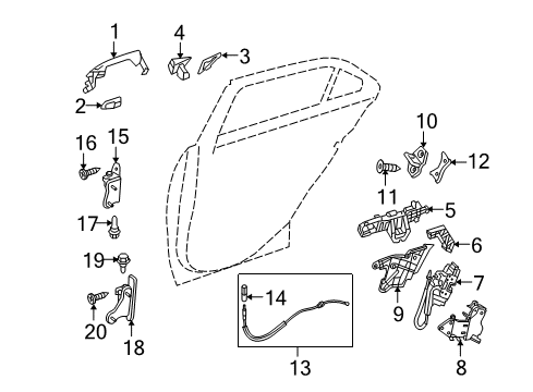 2011 Mercedes-Benz E550 Rear Door - Lock & Hardware Diagram